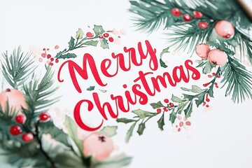 Festive christmas celebration holiday greetings watercolor art cheerful backdrop close-up view joyful concept
