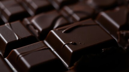 Silky dark chocolate bars lay arranged, their glossy surfaces reflecting the soft light, promising a luxurious treat for chocolate lovers seeking sweet satisfaction
