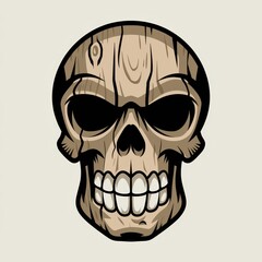 Obraz premium Wooden Skull Design Aggressive Grinning Face