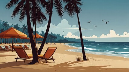 lounge chairs on the beach