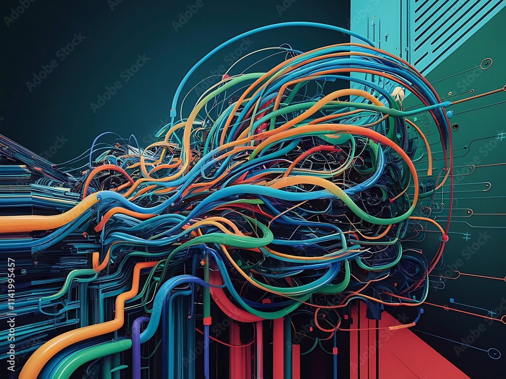 Poster abstract colorful lines vector background internet big data and technology connections concept abstr
