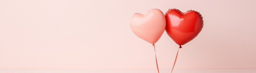 Intertwined Heart Shaped Balloons in Bold Red and Pink Colors for Romantic