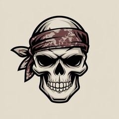 Fototapeta premium A skull wearing a stained bandana looks intensely