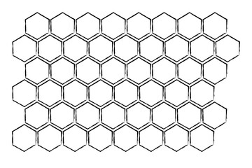 Honey comb pattern. Textured Honeycomb Propolis structure. Honey, pollen, wax, parchment and bee products in sketch style. Stock vector illustration isolated on white background.