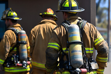 Obraz premium Firefighters prep for chaotic emergency