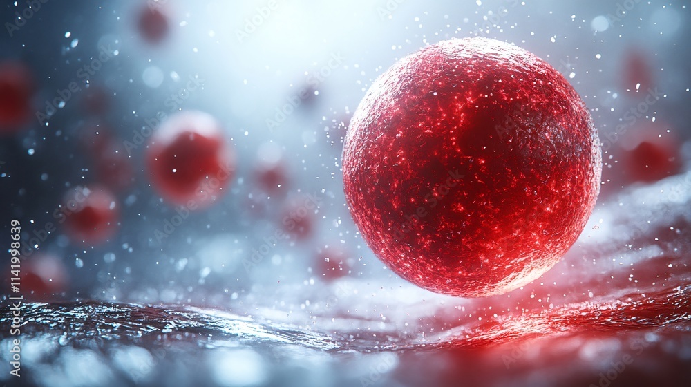 Aufkleber red planet abstract science background with particles