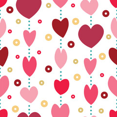 Hearts pattern. Seamless pattern with the image of colorful hearts and circles. Patten for Valentine s Day. A pattern with hearts for show-off and gift wrapping. Vector