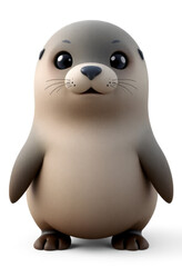 Fototapeta premium 3D Chibi Sea Lion Flashcards Clipart. Suitable for animal flashcard, alphabet flashcards, Montessori Flashcards. Isolated on white background