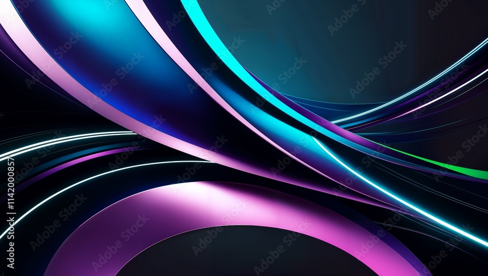 Poster 3d render of an abstract wave shape on a gradient background, a futuristic technology concept