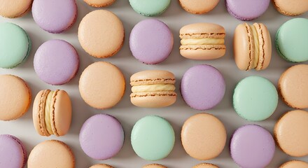 Obraz premium colorful macaroons on a wooden table