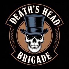 Fototapeta premium Deaths Head Brigade Skull Wearing Top Hat Emblem