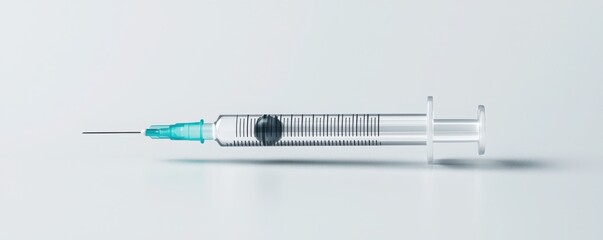 Vaccination treatment with syringe closeup medical setting