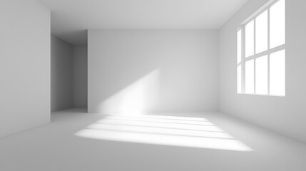 White room mockup light streaming wide shot photo. AI Generated