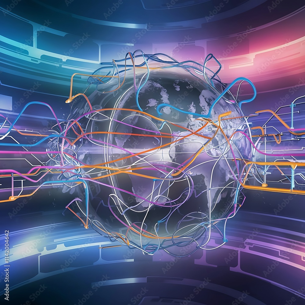 Poster abstract colorful lines vector background internet big data and technology connections concept abstr