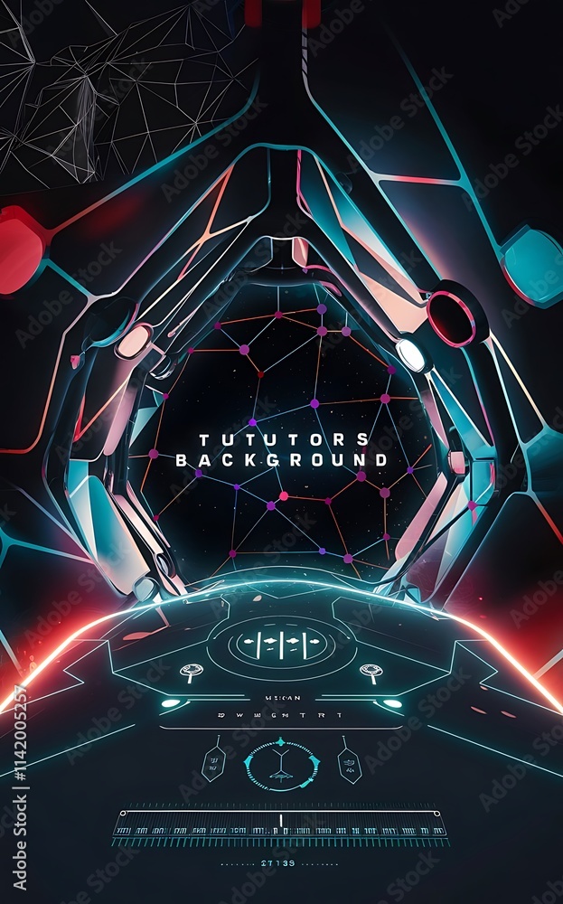 Poster abstract dark colorful polygonal space background with connecting dots and lines connection structur