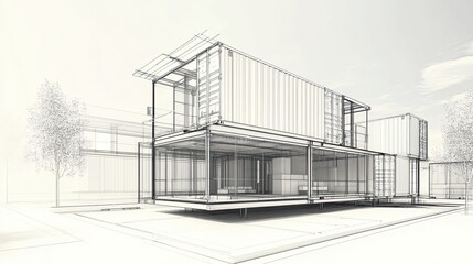 A Contemporary Fusion: The Interplay of Industrial Aesthetics and Sustainable Living in a Container-Based Architectural Marvel