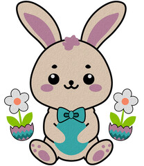 A cute cartoon rabbit Easter