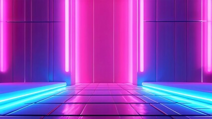 Fototapeta premium Vaporwave Lights in Neon Aesthetic: Retro-Futuristic Glow with Vibrant Colors for 80s Synthwave Themes