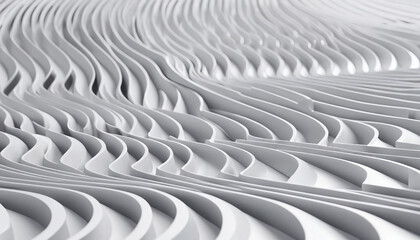 3d Abstract High-Key Silver Waves: A Minimalist Vision