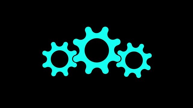 Rotating gears looped video, Industrial sign icon, Spinning gears icon animated video