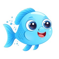 Joyful cartoon fish swimming in bright blue water digital illustration playful environment fun concept