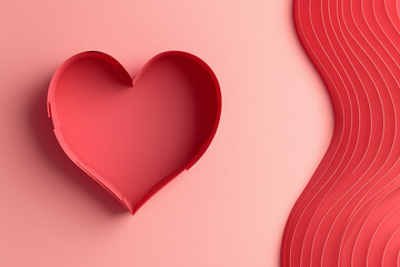 
A red paper heart with ample blank space, perfect for adding a personal message, making it ideal for celebrating love on Valentine's Day.