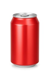 A red aluminum soda can with a silver lid