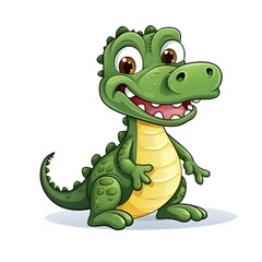 Fototapeta premium Playful cartoon dinosaur fun illustration children's art vibrant colors whimsical style joyful character