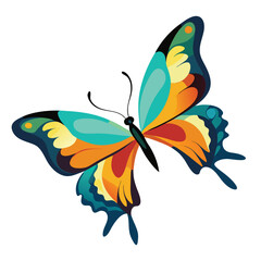 Obraz premium A colorful cartoon butterfly, a cute animal of nature with wings, isolated on a white background