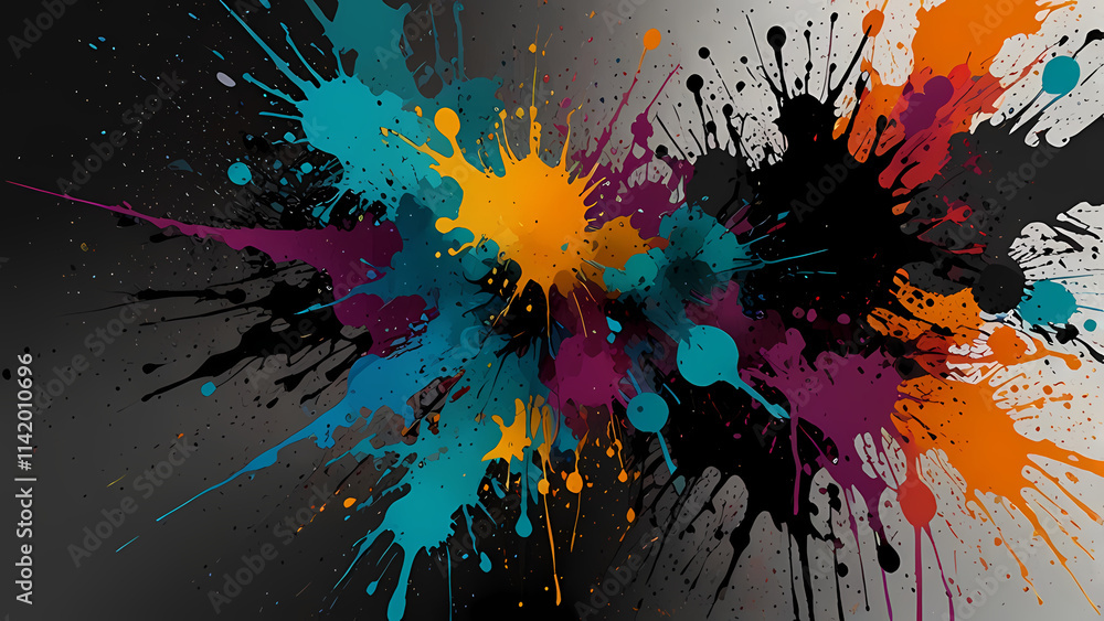 Wall mural flat abstract background with an ink splash theme