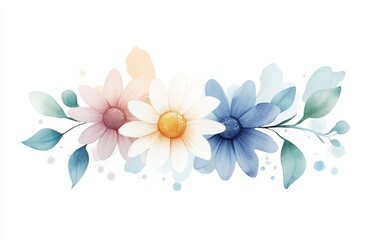 Obraz premium A beautiful watercolor illustration of flowers in pastel colors, perfect for spring themes and floral designs.