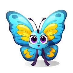 Obraz premium Colorful cartoon butterfly character digital art whimsical design bright environment fun and playful concept