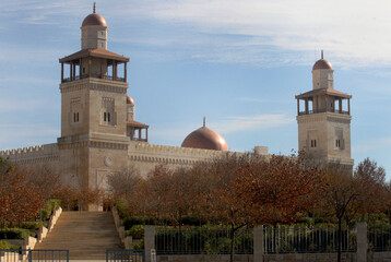 The new and grand King Hussein Mosque in the west of the Jordanian capital, Amman