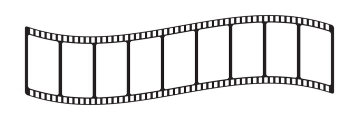 Curved film strip icon.Roll of retro film strip on isolated transparent background. Photographic film in retro style. Curved film strip PNG. 