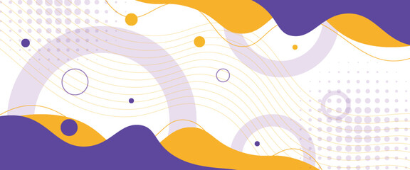 abstract banner background with fluid shapes in purple and orange color.