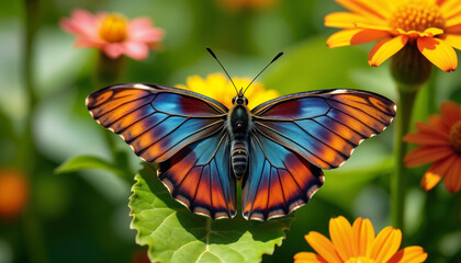 Colorful Butterfly on Flowers