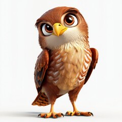 Fototapeta premium Large stylized owl with expressive eyes, fluffy feathers, endearing look, 8K detail, studio lighting