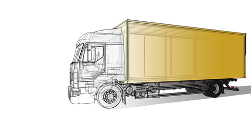 truck sketch graphic symbol 3d illustration