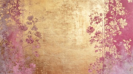 Gold floral patterned abstract illustration.. AI Generated