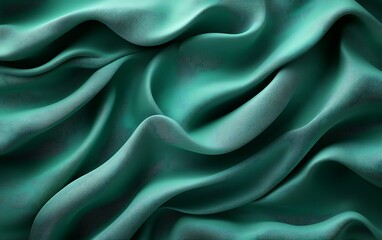 Obraz premium Teal fabric with soft, flowing waves and folds.
