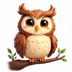 cartoon owl on branch