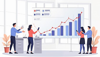 Obraz premium Business Growth Analysis Office Digital Illustrations Collaborative Environment Team Perspective