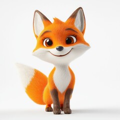 Obraz premium Cheerful fox in playful high-res 3D cartoon closeup.