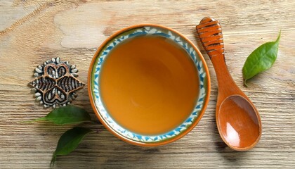 Traditional Peshawari Kahwa tea bowl placed on a isolated background. ai generated