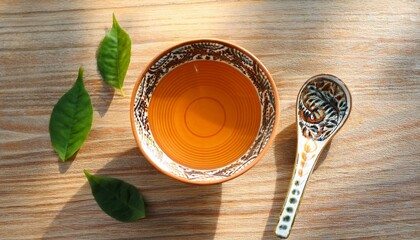 Traditional Peshawari Kahwa tea bowl placed on a isolated background. ai generated