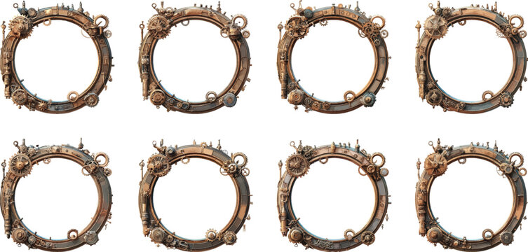 steampunk frame watercolor clipart
