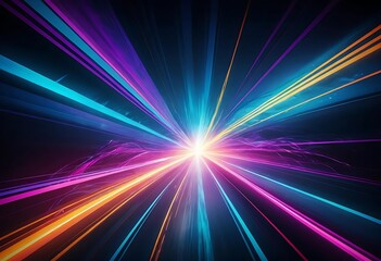Bright, colorful lines radiating outward from a central point, creating a vibrant, starburst effect.

