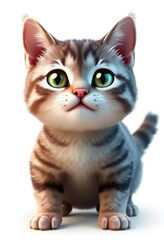 Obraz premium Montessori Flashcards Clipart Kawaii American Shorthair Cat Clipart isolated on a white background. Suitable for animal flashcard, alphabet flashcards