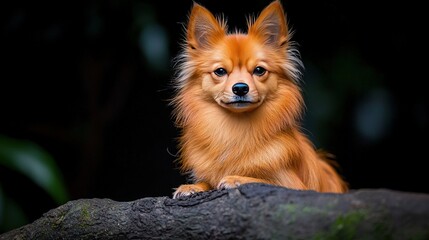  A close-up photo of a tiny pooch perched on a rock, gazing wistfully at the camera