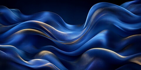 Obraz premium Abstract blue and gold flowing waves.